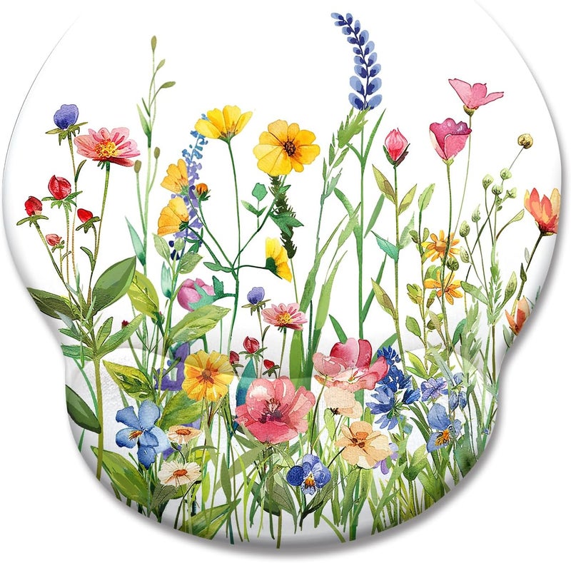 LIMKRIAN Flower Ergonomic Mouse Pad with Wrist Rest, Gaming Computer Mouse Pad Wrist Support with Non-Slip Pain Relief PU Base, Funny Mouse Pads for Desk Work, Cute Office Desk Decor Accessories - Image 1